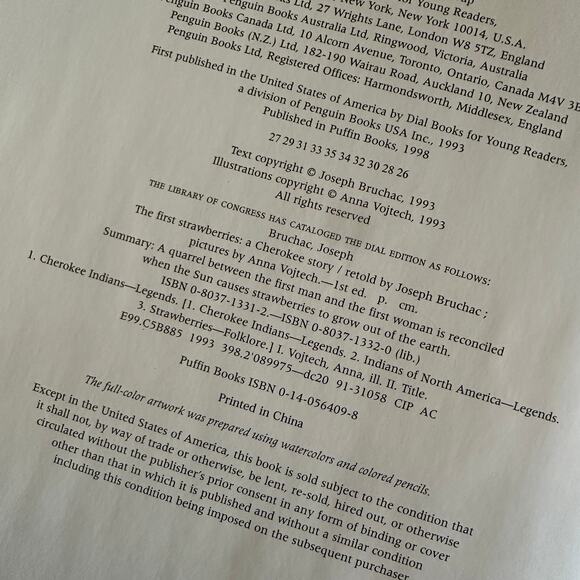 Vintage 1993 The First Strawberries A Cherokee Story Hardcover Book - Picture 3 of 12